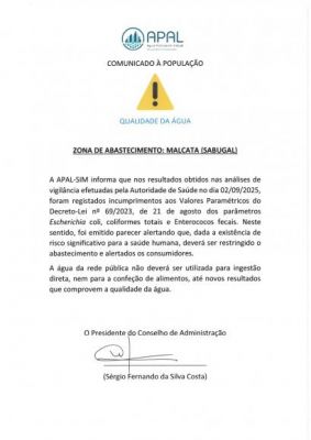 AVISO - ZONA DE ABASTECIMENTO MALCATA